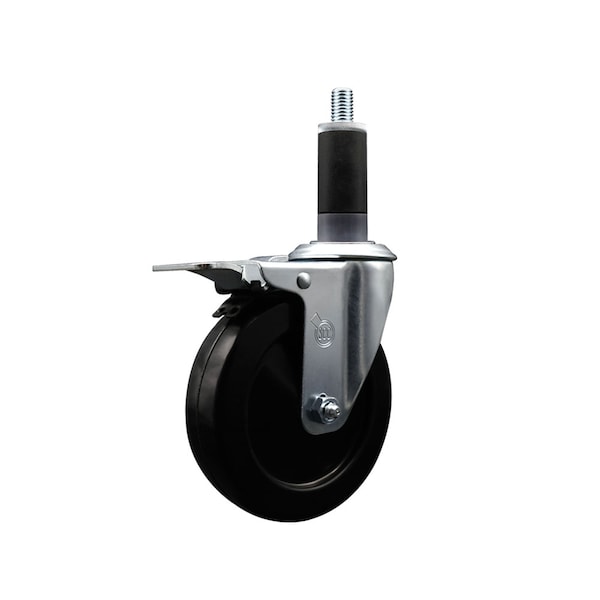 5'' SS Soft Rubber Swivel 1-1/8'' Expanding Stem Caster Total Lock Brake